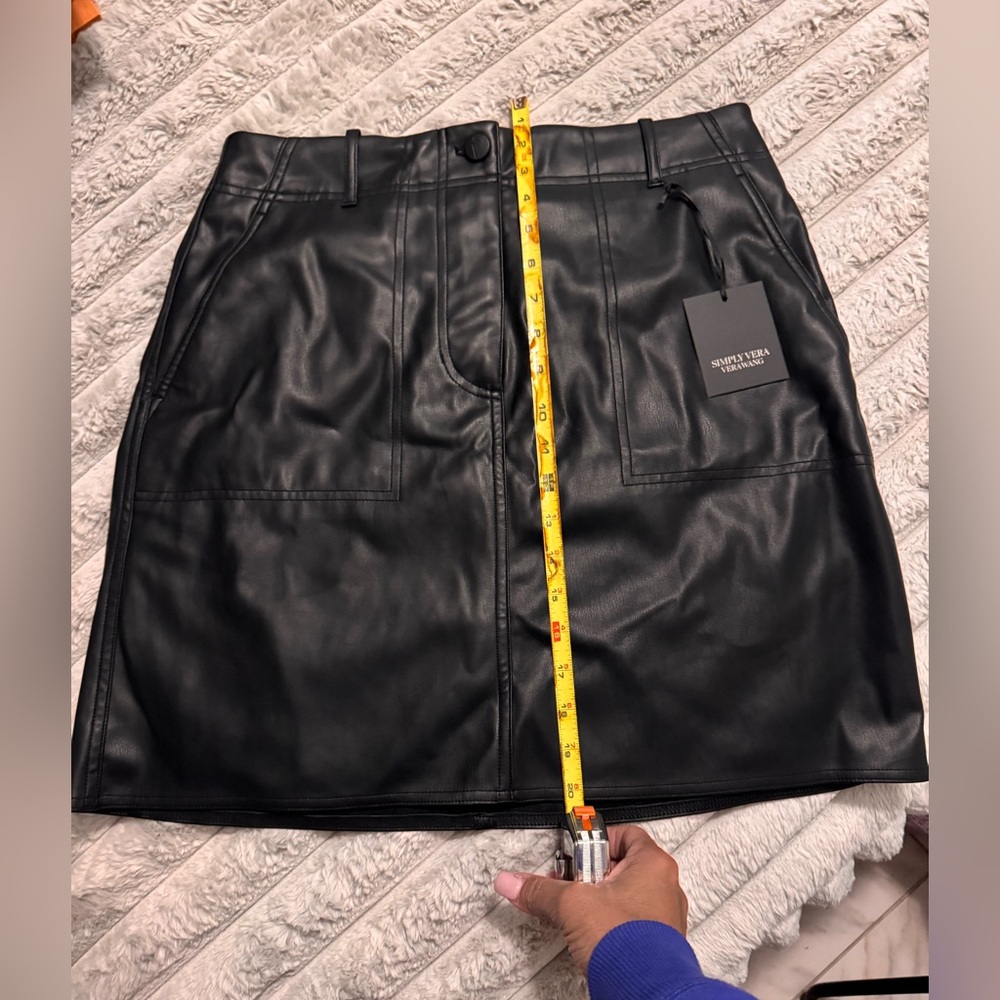 Simply Vera Vera Wang Black Faux Leather Skirt with Patch Pockets